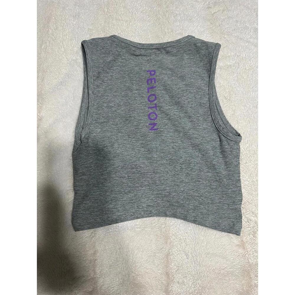 Beyond Yoga x Peloton Twist Front Crop Tank Top - Gray, Size M - Picture 2 of 3